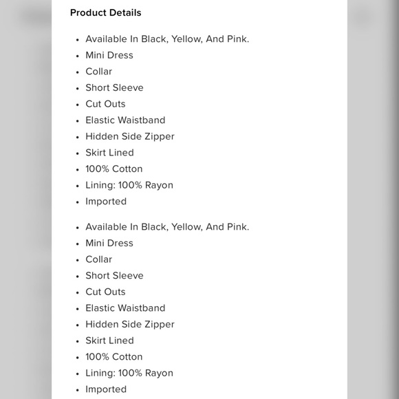 Talia Mini Dress - Yellow - Picture 5 of 5